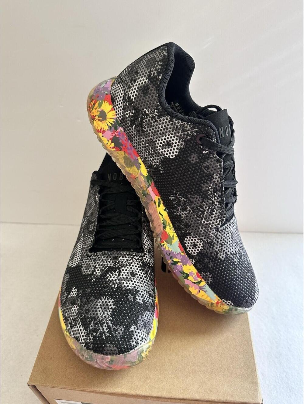NEW NOBULL SF Trainer Low Men 8 Women 9.5 Black/ Graphic/Floral Athletic Shoe